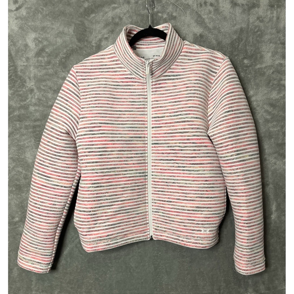Under Armour White Pink Full Zip Jacket Medium Oversized Midweight - Picture 4 of 9